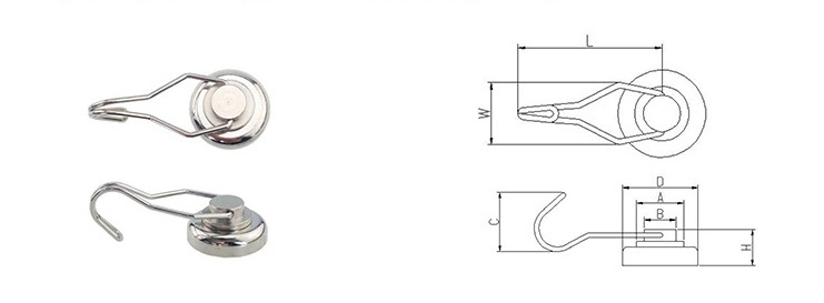 Strong Neodymium Pot Magnet Sintered NdFeB Pot Magnet with Hook